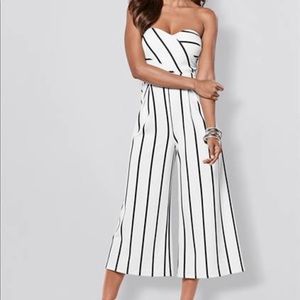 Venus Black and White Striped Jumpsuit